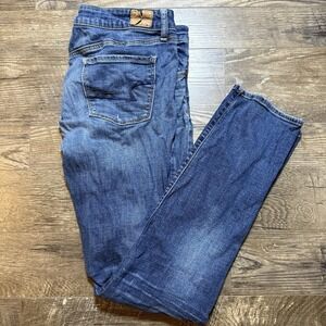 American Eagle Women Super Stretch Straight Leg Jeans Med Wash Size 12 Long READ